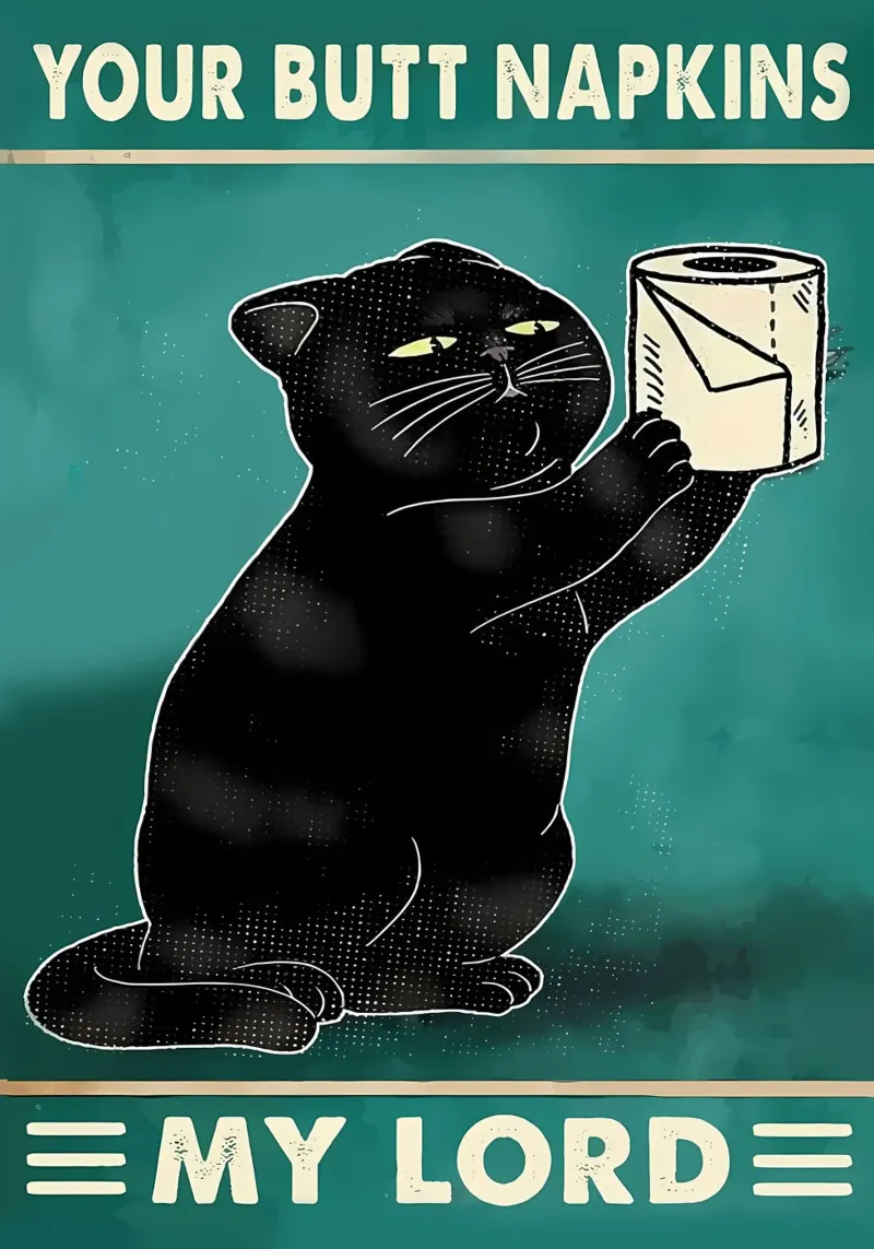 black cat funny expression toilet paper roll forex plate by Dale Edward YoungJr