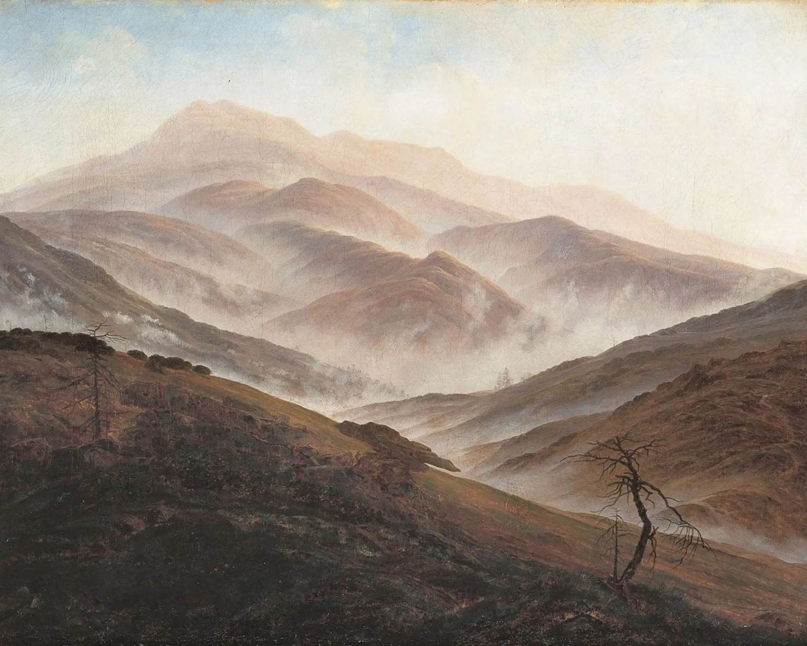 Caspar David Friedrich - Montagna con nebbia ascendente pellicola backlit da Wirla