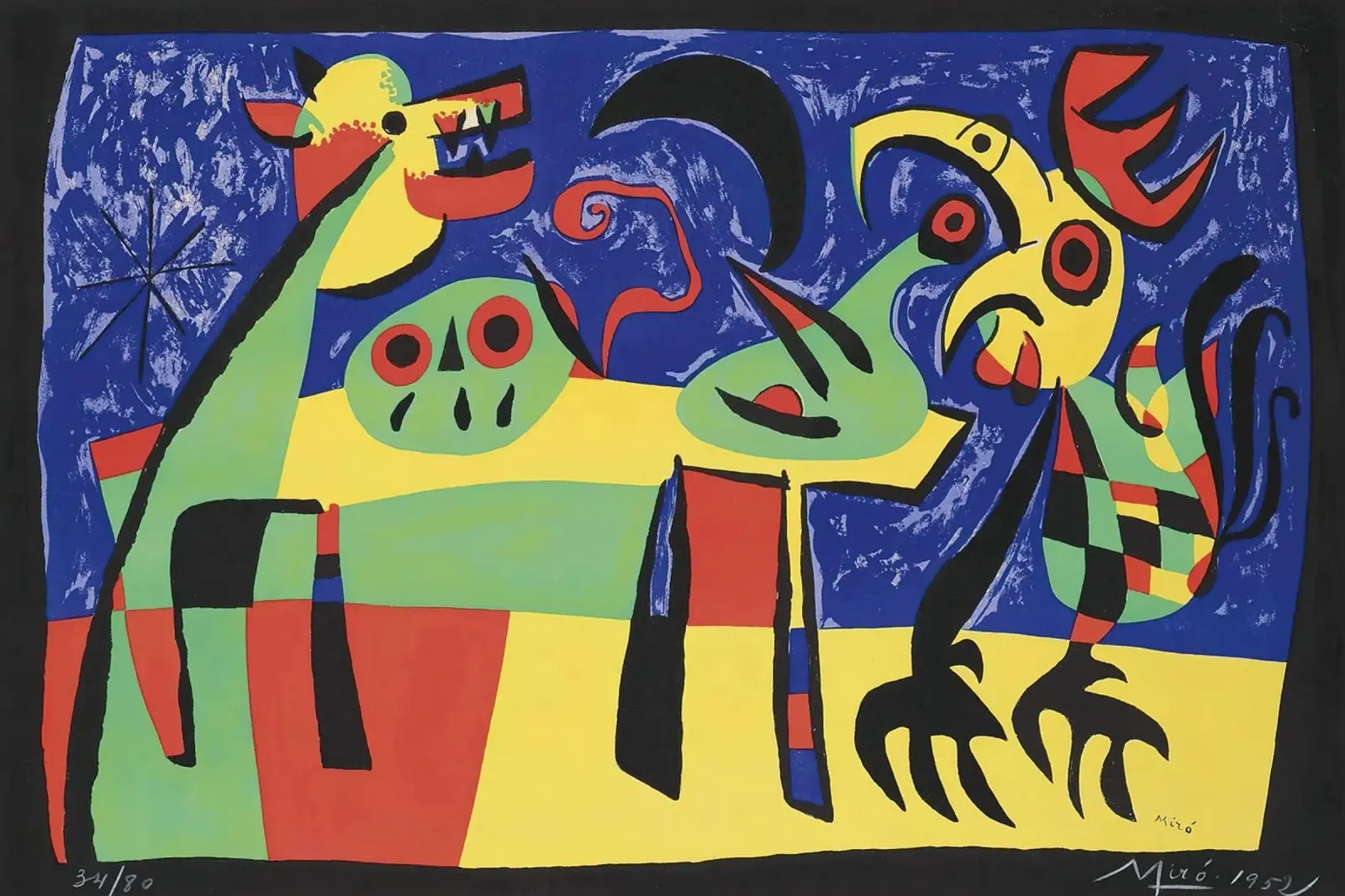 Dog barking at the moon canvas with Floater frame by phillipp veisenberg