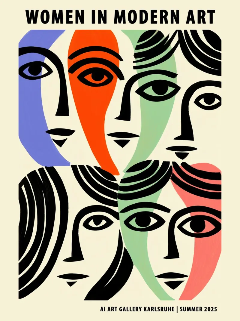 Vrouwen in de moderne kunst | Tentoonstellingsaffiche canvas met Baklijst van Autofocus