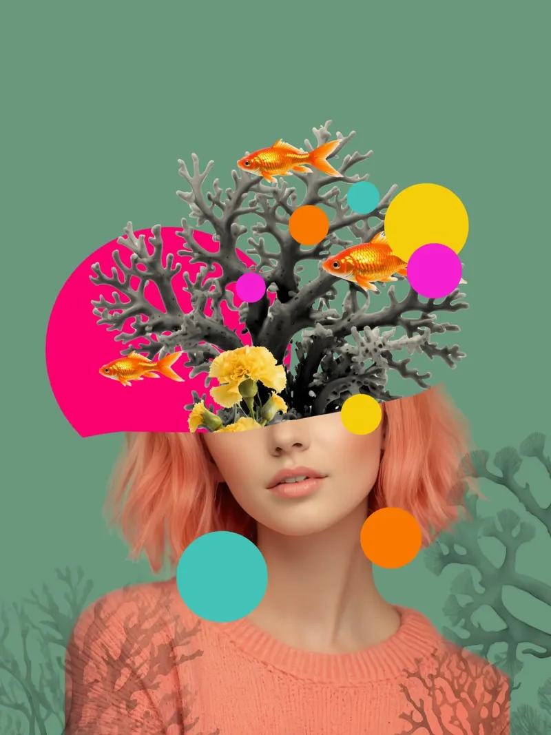 Coral Thoughts poster con telaio in plastica da Indigo Rain