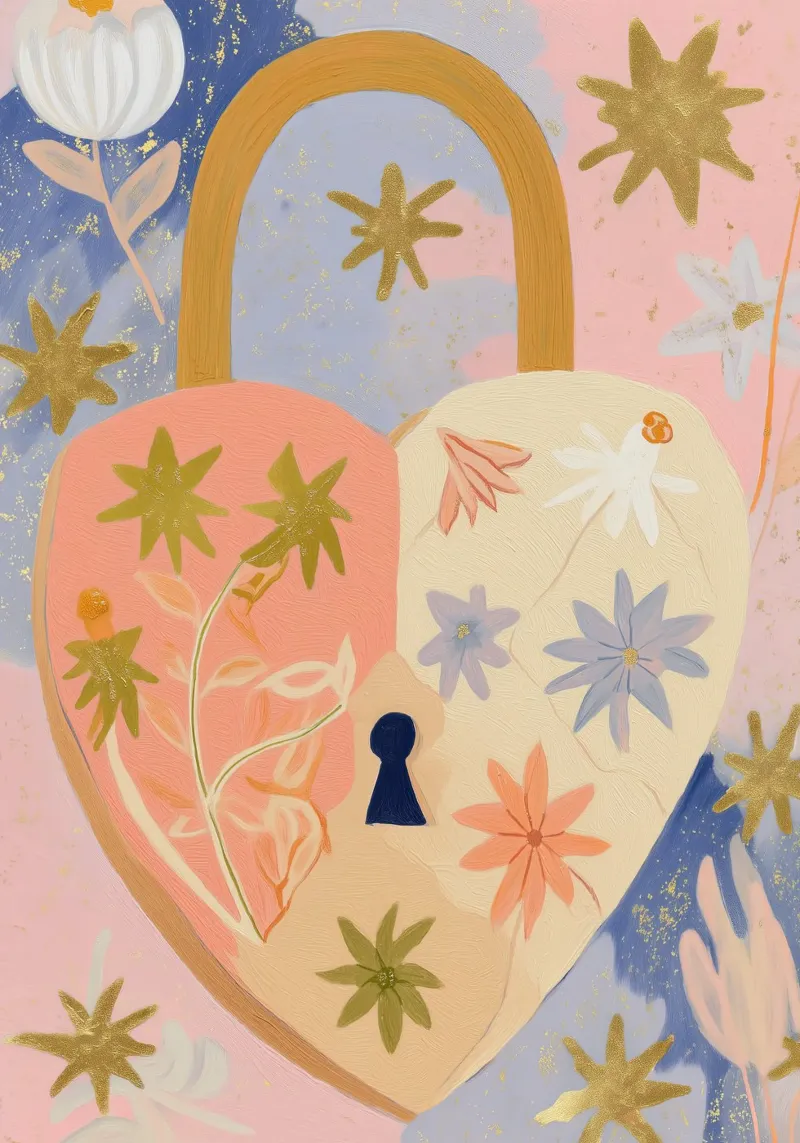 Hart Poster, Locket, Pastel Hedendaagse Abstracte Muurkunst canvas met Baklijst van Boheme