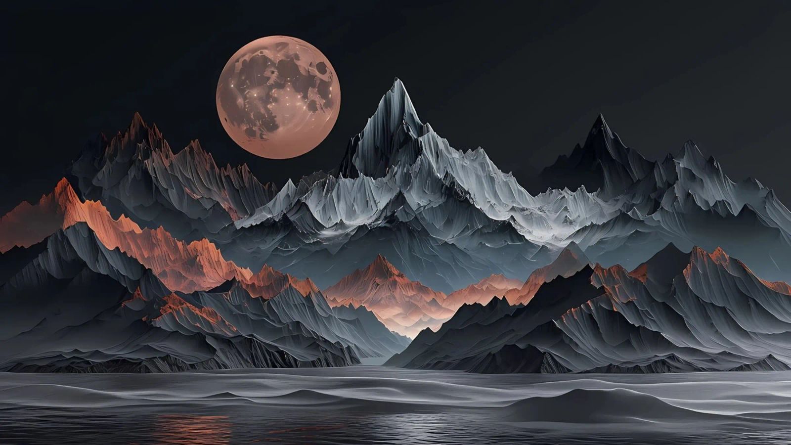 Lunar Majesty over the Obsidian Peaks poster by Artistic-shop