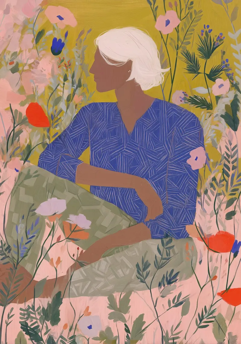 Stampa floreale astratta di donna, Arte murale contemporanea, Fiori plexiglass da Boheme