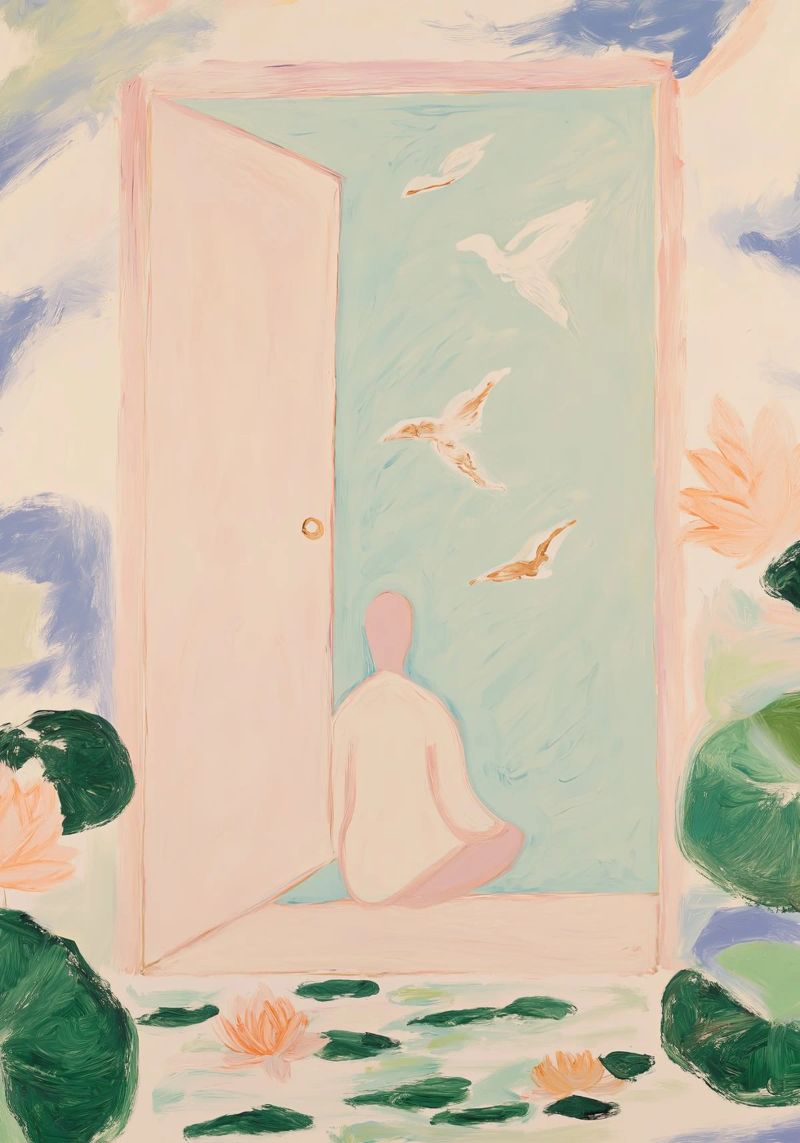 Morgenmeditation, Abstraktes Poster, Moderne Illustration Poster von Boheme