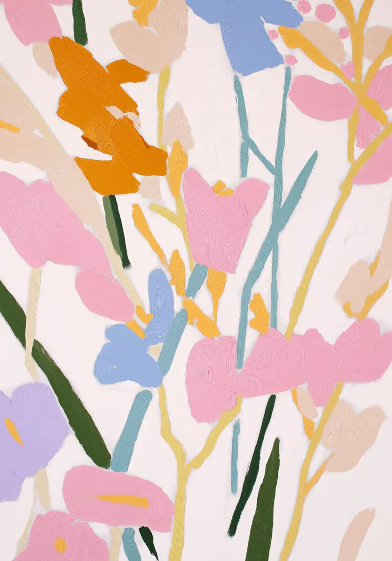 Blume abstrakt, farbenfrohe Kunstdrucke, abstrakter Blumendruck Hahnemühle von Boheme