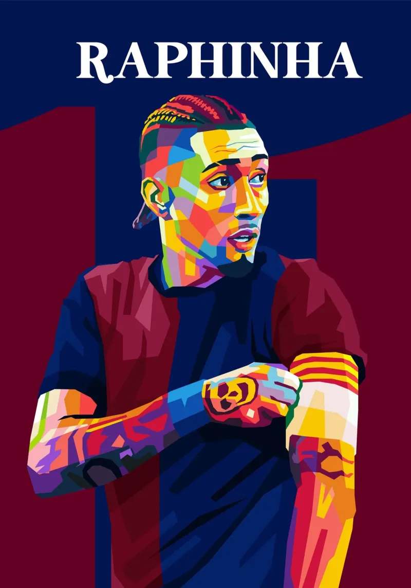 Raphinha Barcelona WPAP pellicola backlit da WPAP MALANG