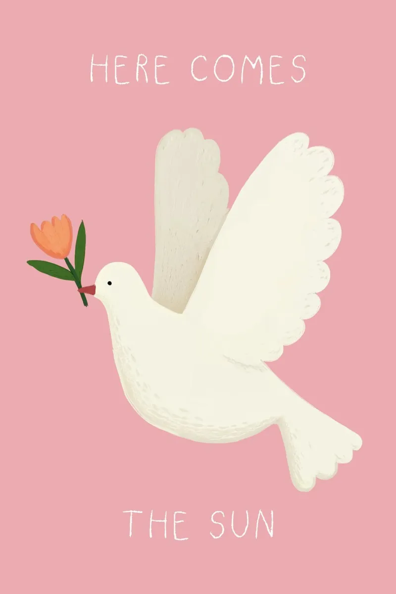 Dove Print, Here comes the sun, Pink Nursery Wall art hahnemühle by Little Lola