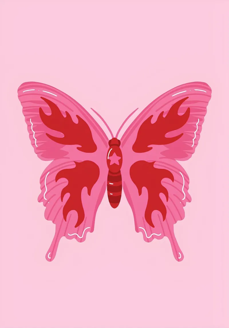 Y2K Flame Butterfly: Pink & Red, Funky Retro, Aesthetic Art hahnemühle by NorwesClub