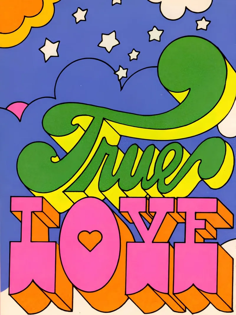 Wahre Liebe Psychedelic Kunstdruck - 60s Pop Art Ästhetik - Tr Hahnemühle von NorwesClub