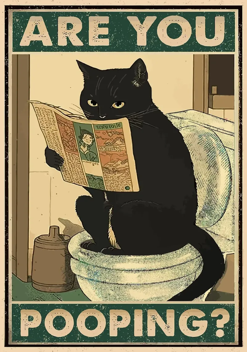 gatto da toilette giornale comico vintage tela con Cornice a cassetta da Kirsten C Nolan