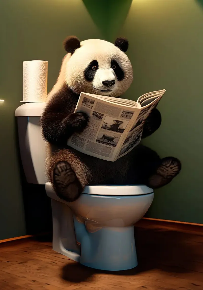 rivista panda per il bagno poster con telaio in legno da Kirsten C Nolan