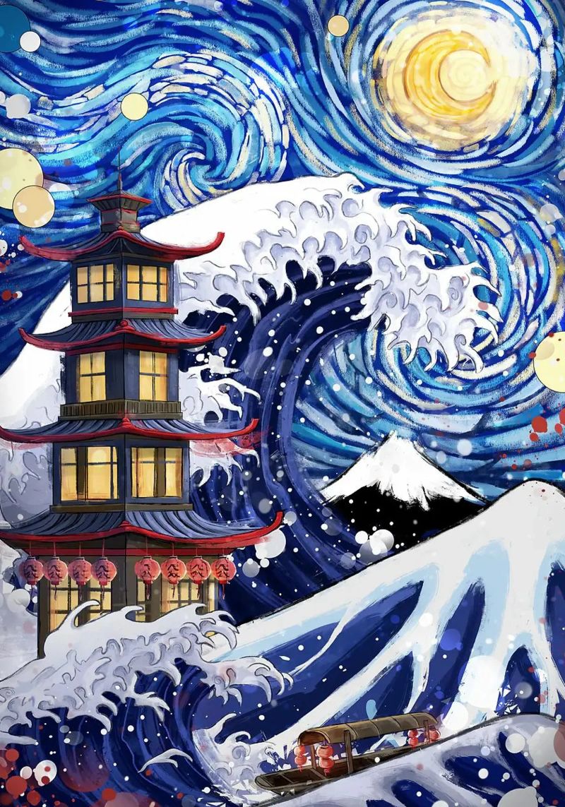 pagode toile de Japanese Art