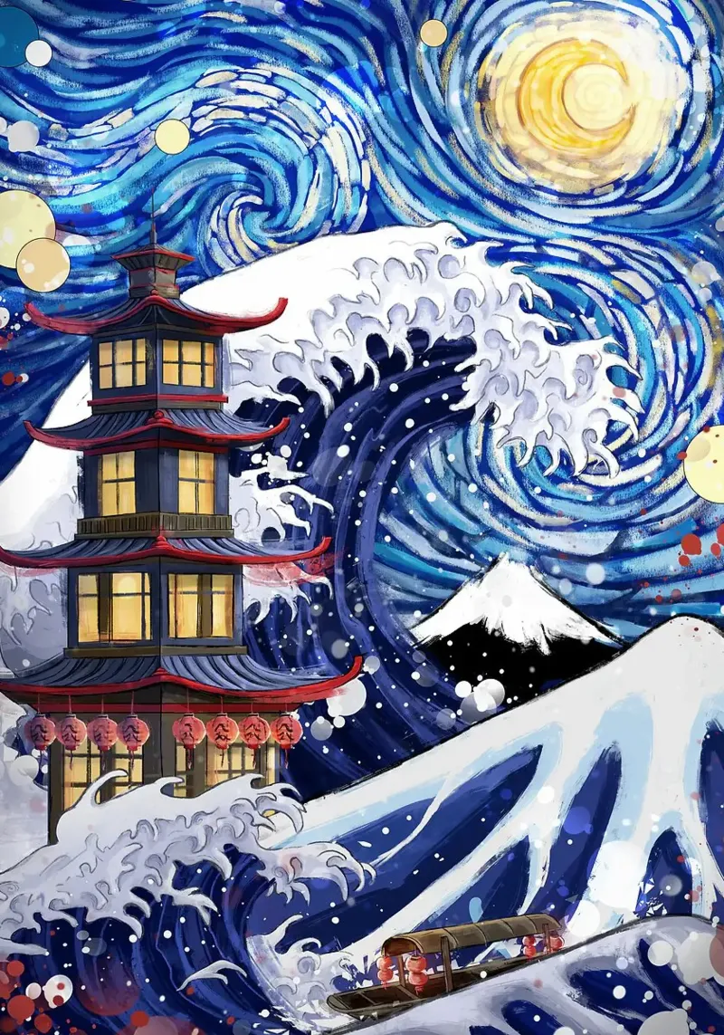 pagoda tela da Japanese Art
