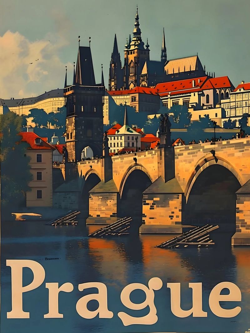 Prague art vintage poster de Vintage Travel Art