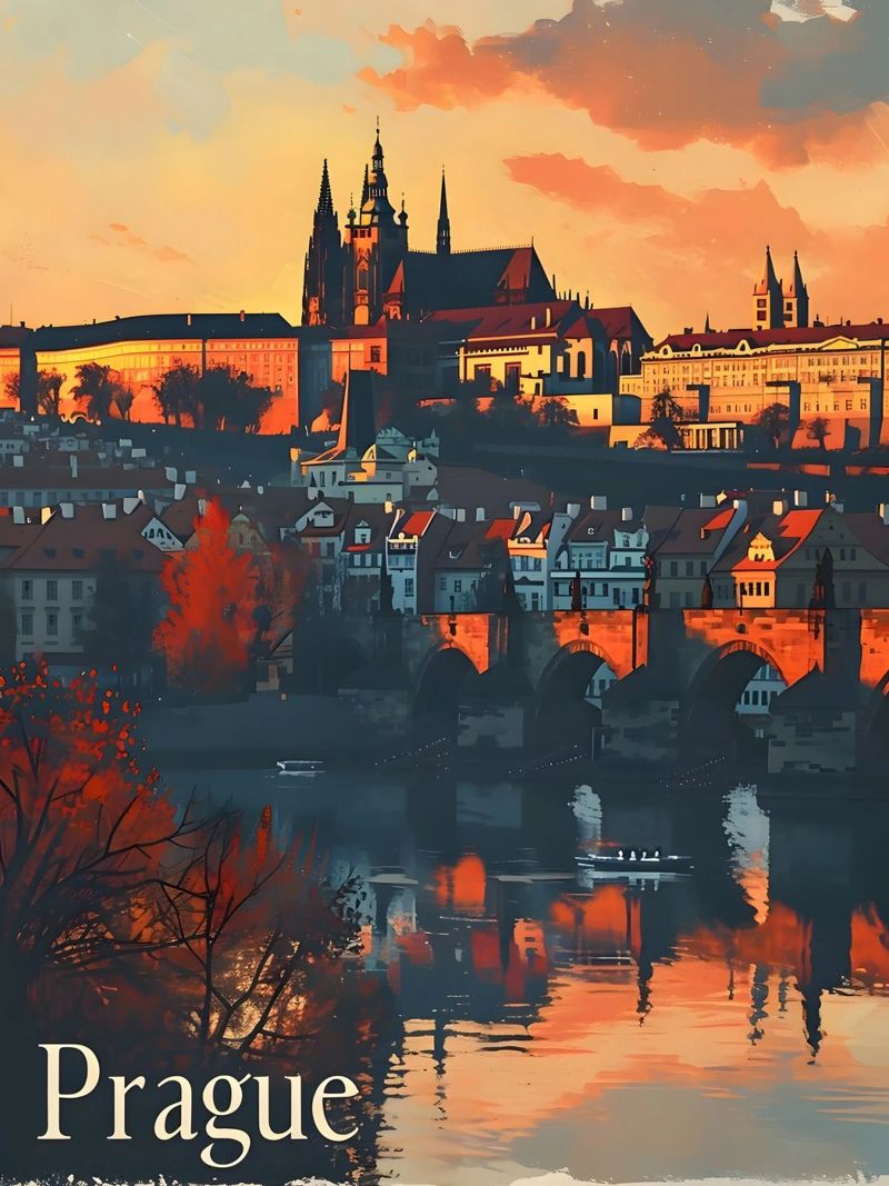 Prague Vintage Art poster by Vintage Travel Art