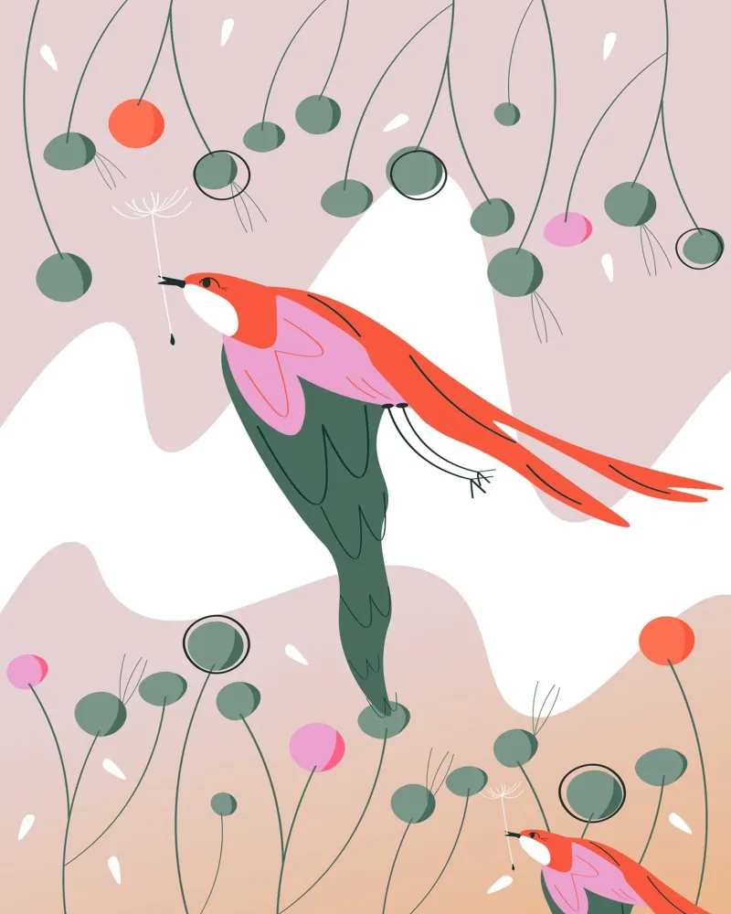 Birds of Spring hahnemühle by Silvie Illustration