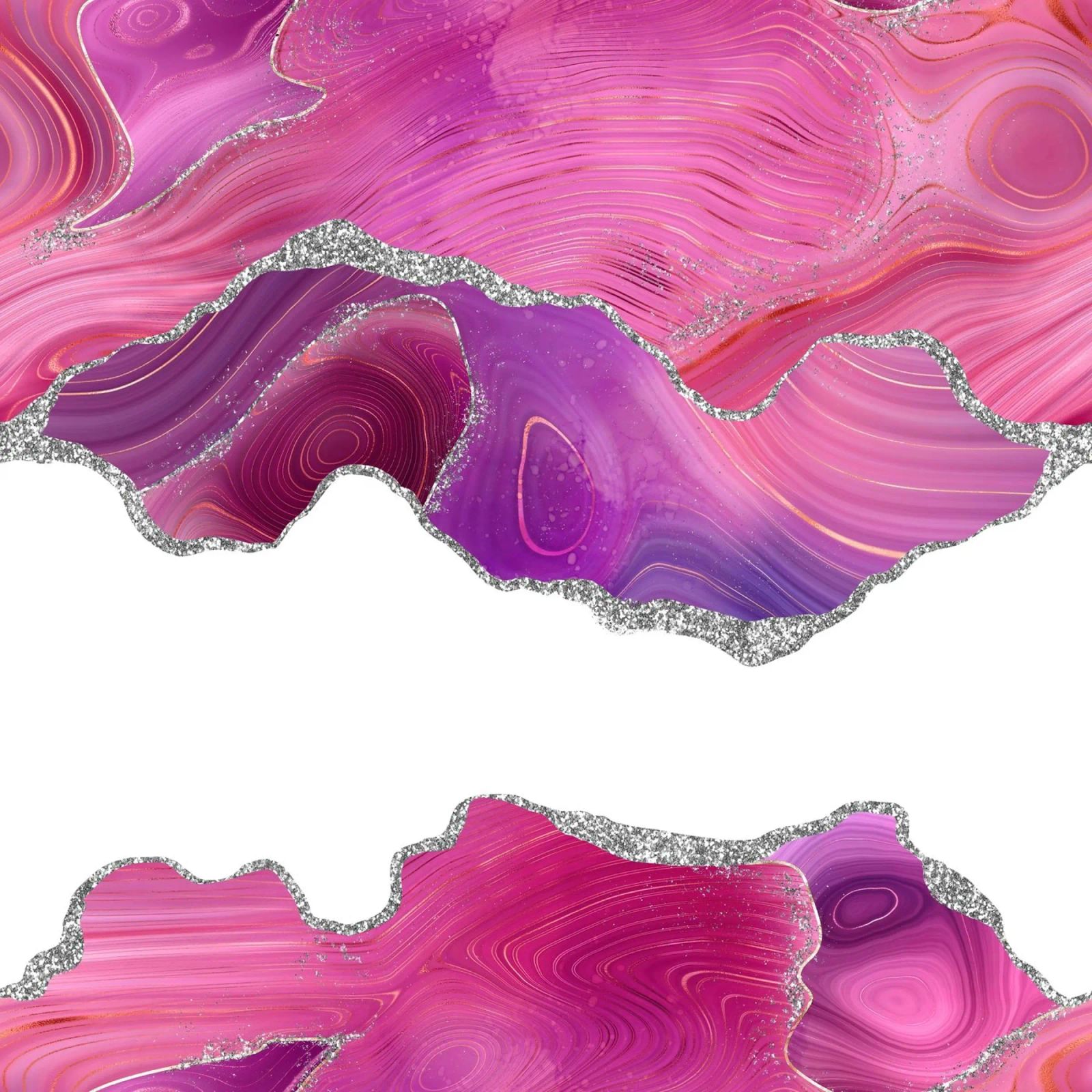 Agata Magenta e Argento Texture 07 poster con telaio in legno da Gemstone Textures