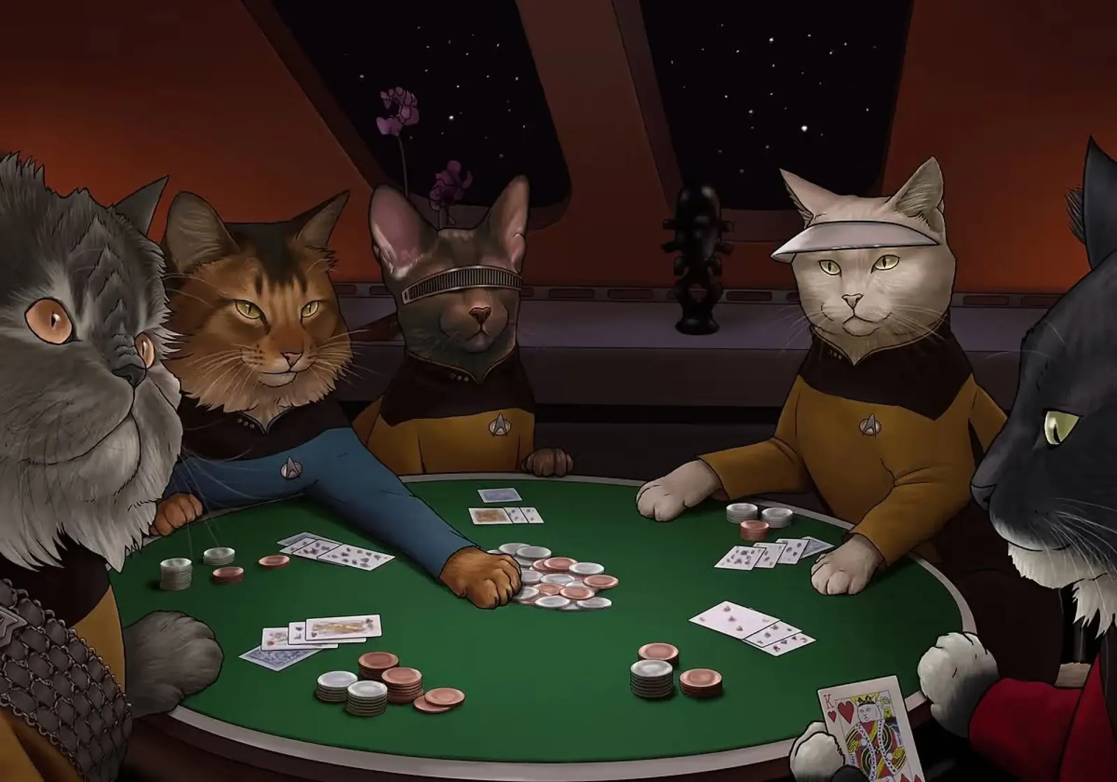 poker di gatti poster da Abstract Botanical Art