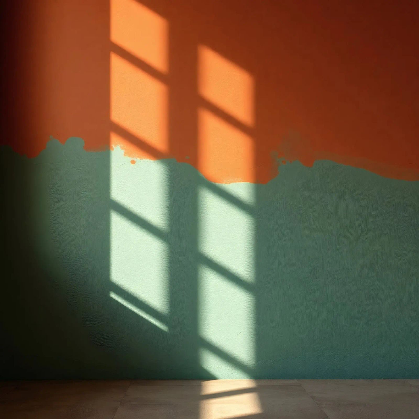 Licht- und Schattenspiel auf einer bunten Wand in einer sonnenbeschienenen Poster von DesignDoodle