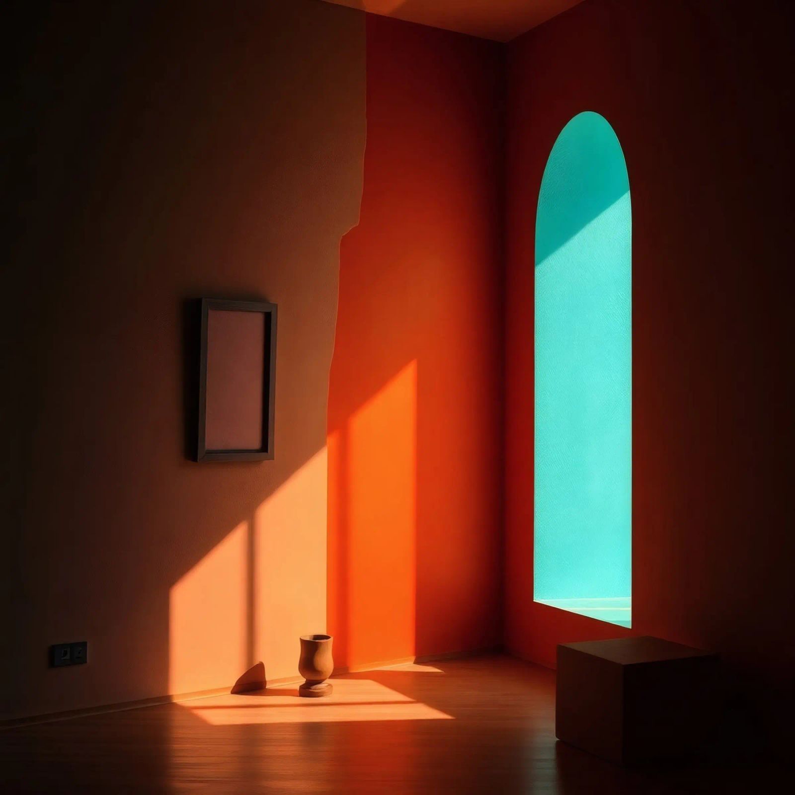 lumière du soleil créant des motifs dans une pièce artistiquement conçue alu dibond de DesignDoodle
