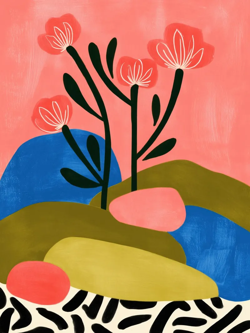 Zen-tuin in bloei | Meditatief schilderij canvas met Baklijst van Autofocus