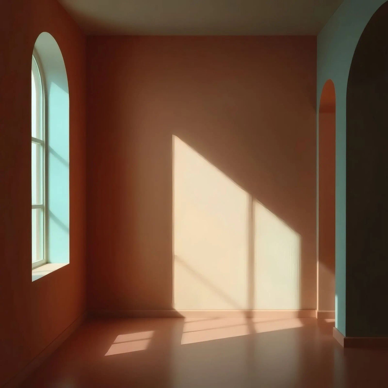 La luce del sole filtra attraverso le finestre ad arco tela da DesignDoodle