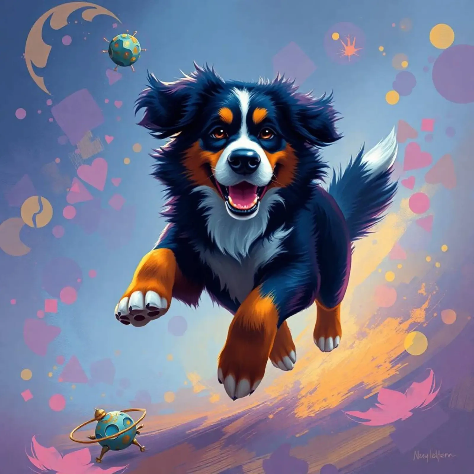 Beautiful Bernese Mountain Dog #134 canvas with Floater frame by Yumis.Beargang.and.Me