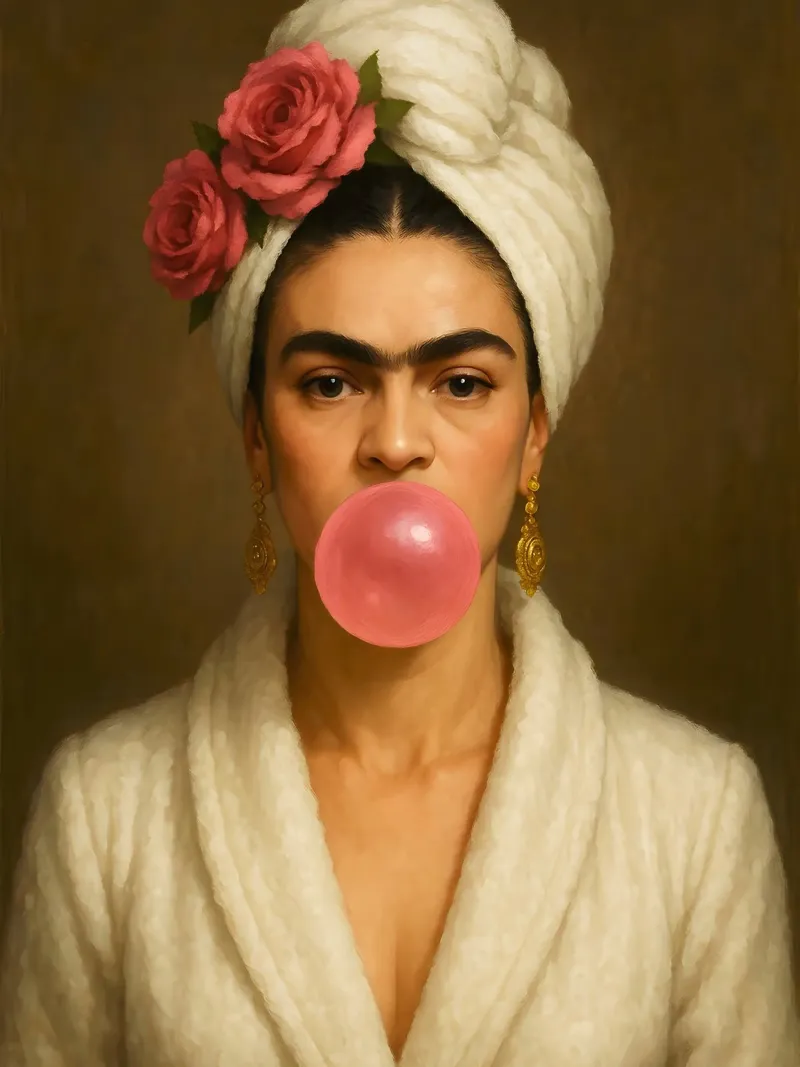 RITRATTO DI FRIDA KAHLO CON GOMMA DA MASTICARE pellicola backlit da ARTOMATIC