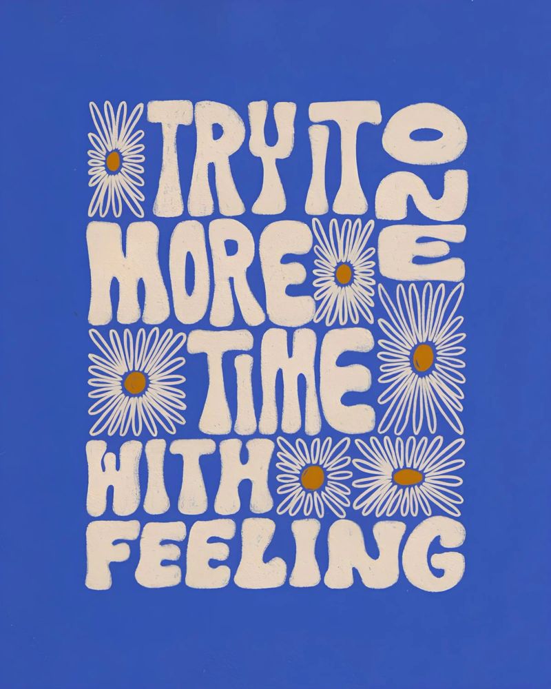 "Try It More Time" Groovy Daisy Retro Blue Pop Art pellicola backlit da NorwesClub