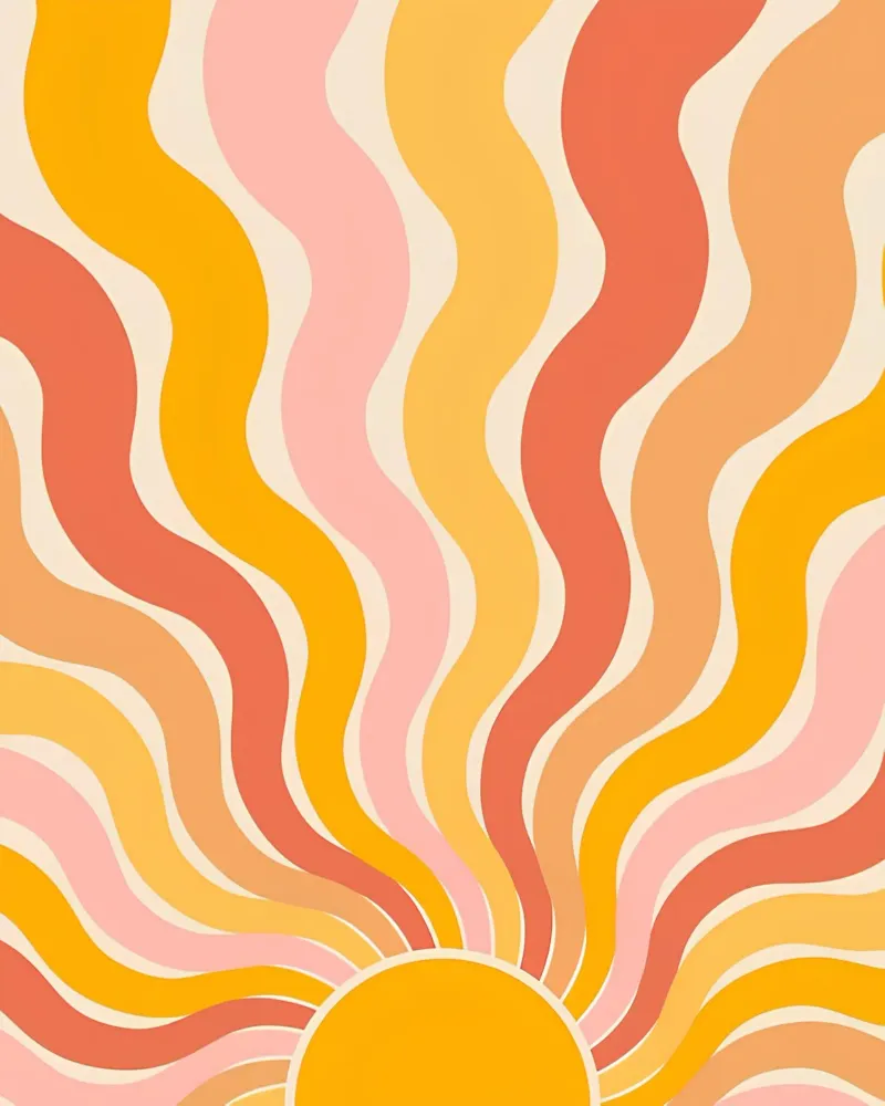 Retro 70s Groovy Abstracte Psychedelische Werveling Kunstdruk canvas van NorwesClub