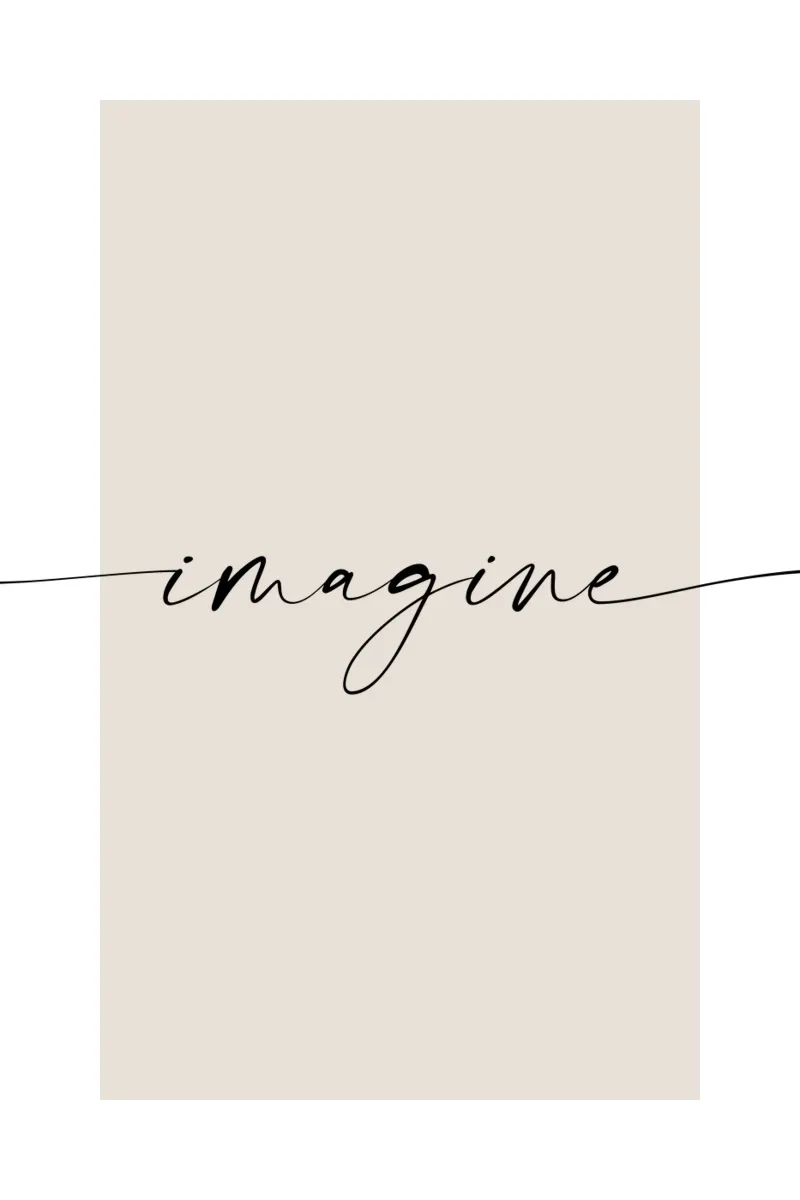 Immaginare - parole d'ispirazione poster con telaio in legno da NouveauPrints