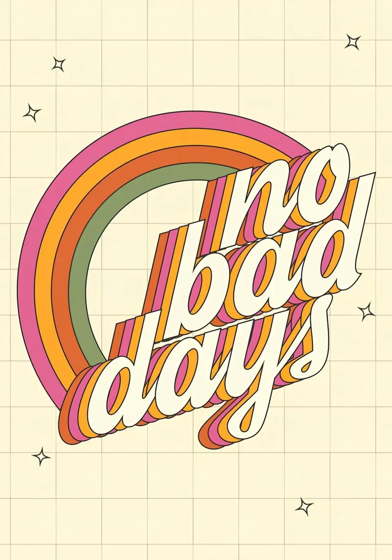 "No Bad Days" Psychedelic Retro Happy Faces Sun Pop Art pellicola backlit da NorwesClub