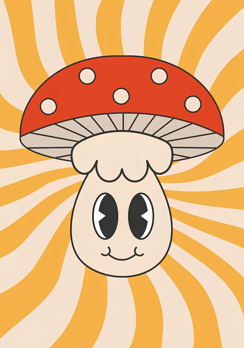 Fungo a pois psichedelico Retro Groovy Pop Art pellicola backlit da NorwesClub
