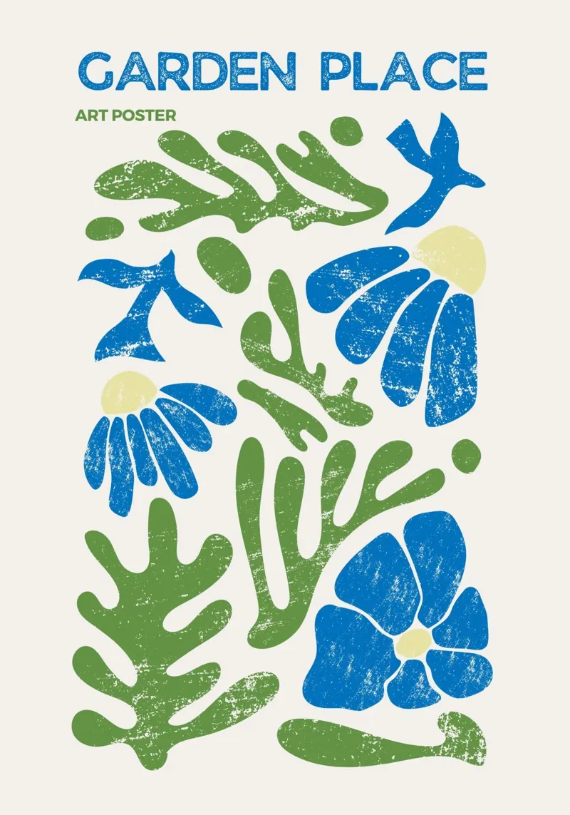 Botros Zaki Abstracte Bloemen Tuin Papierknipsel Kunstdruk canvas met Baklijst van NorwesClub