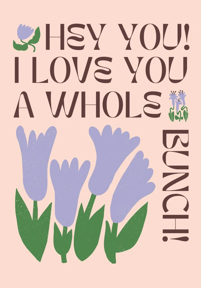 "Amore" Retro Floral Pink Tulip Pop Art Natura morta poster con telaio in legno da NorwesClub
