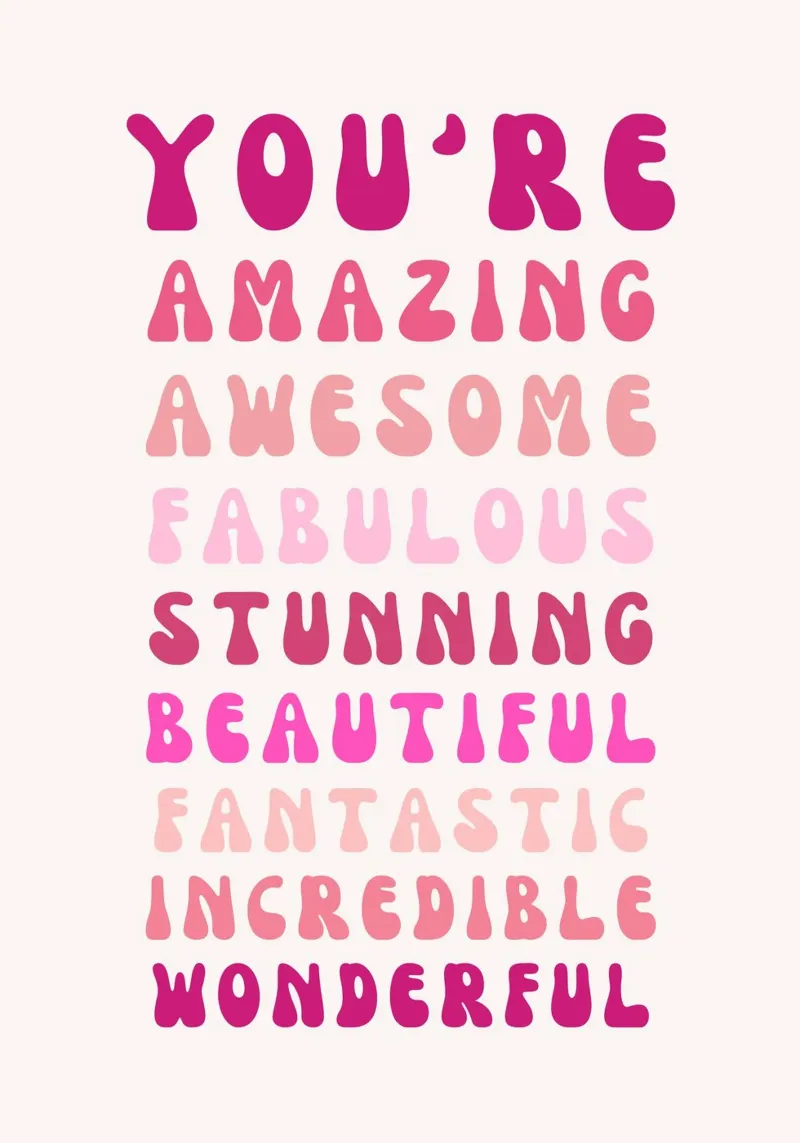 Affermazione retrò "You Are Super Amazing" Pop Art rosa pellicola backlit da NorwesClub