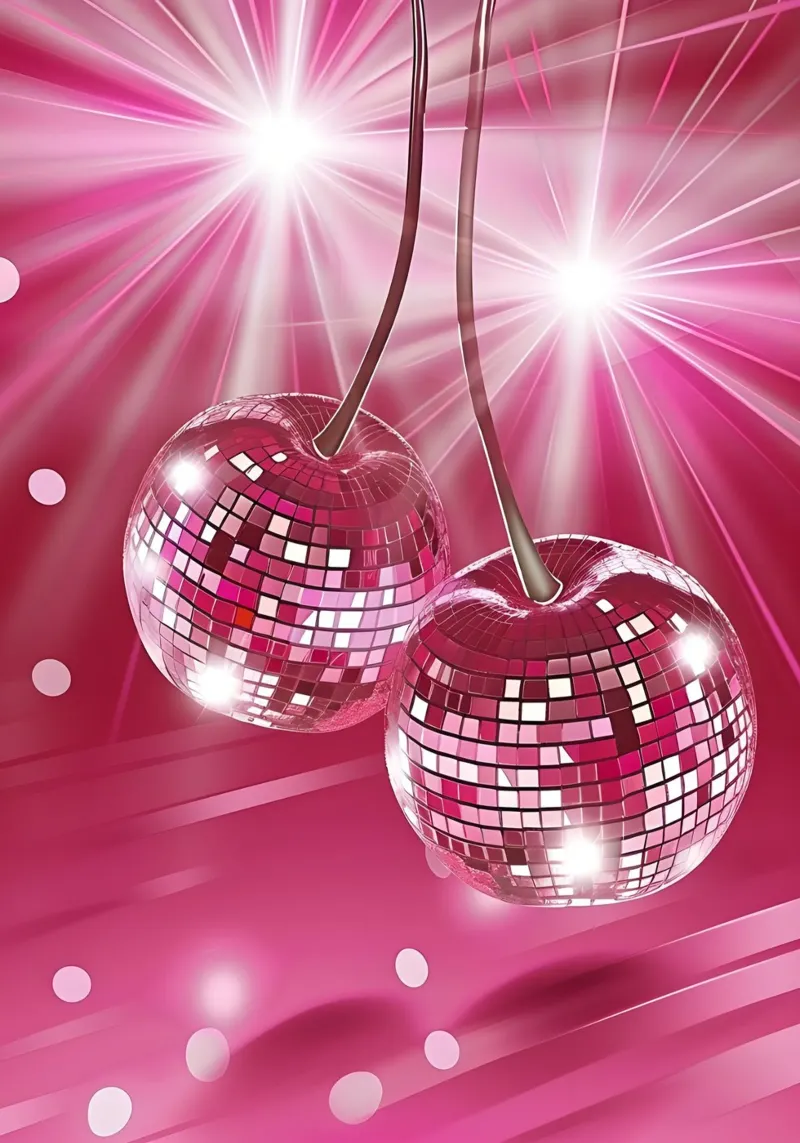 Ballo da discoteca rosa Retro anni '70 Glamour Pop Art Party Print pellicola backlit da NorwesClub