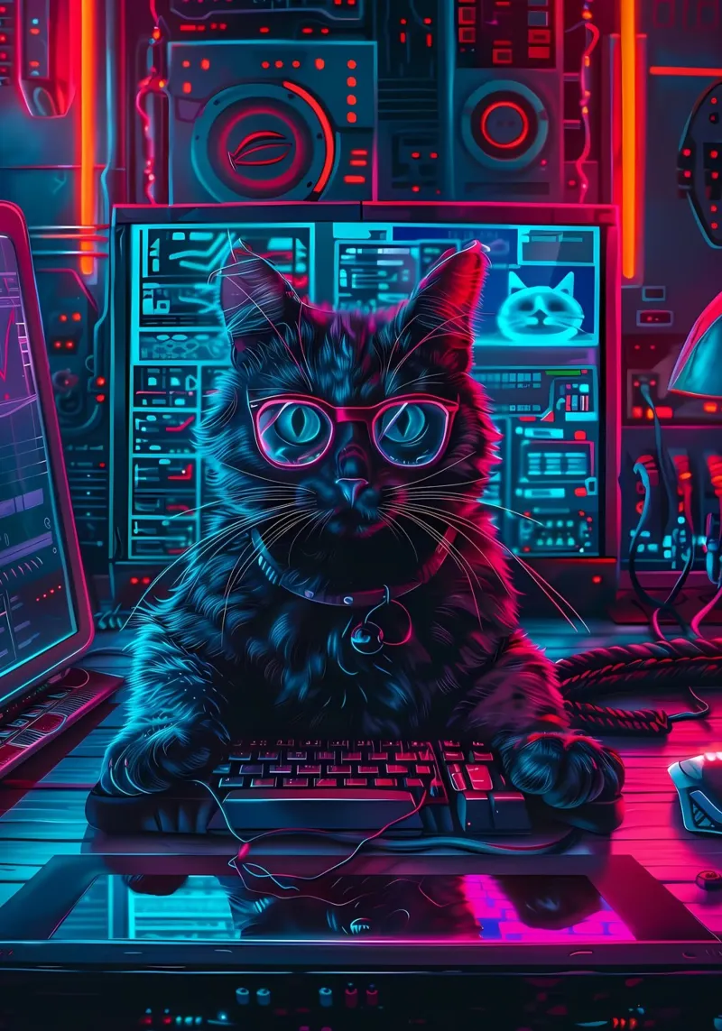 occhiali per la tastiera del computer del gatto carta hahnemühle da Quinten Tibbetts-Minimalist