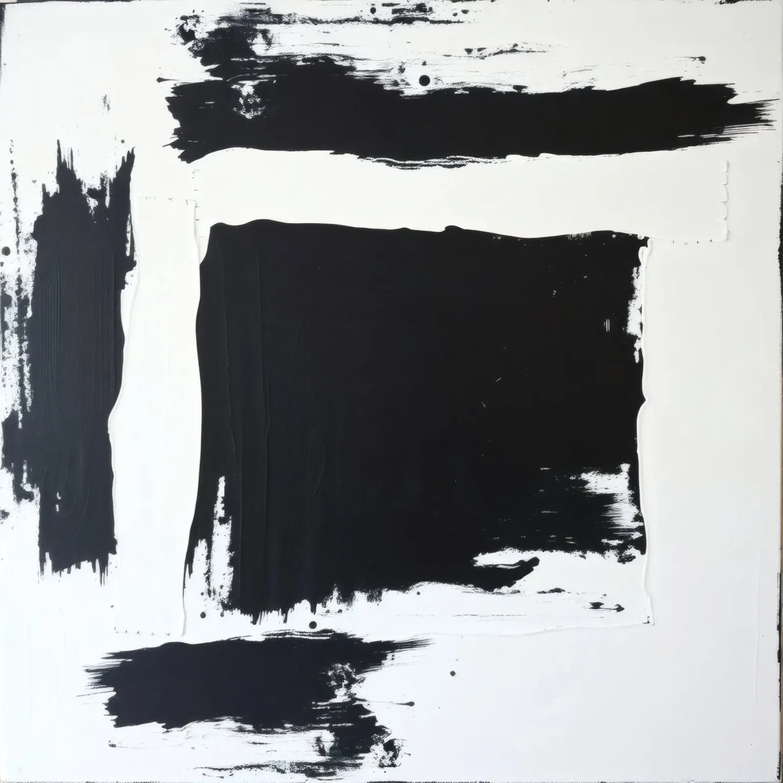 Abstract zwart-wit kunstwerk met krachtige penseelstreek canvas van DesignDoodle