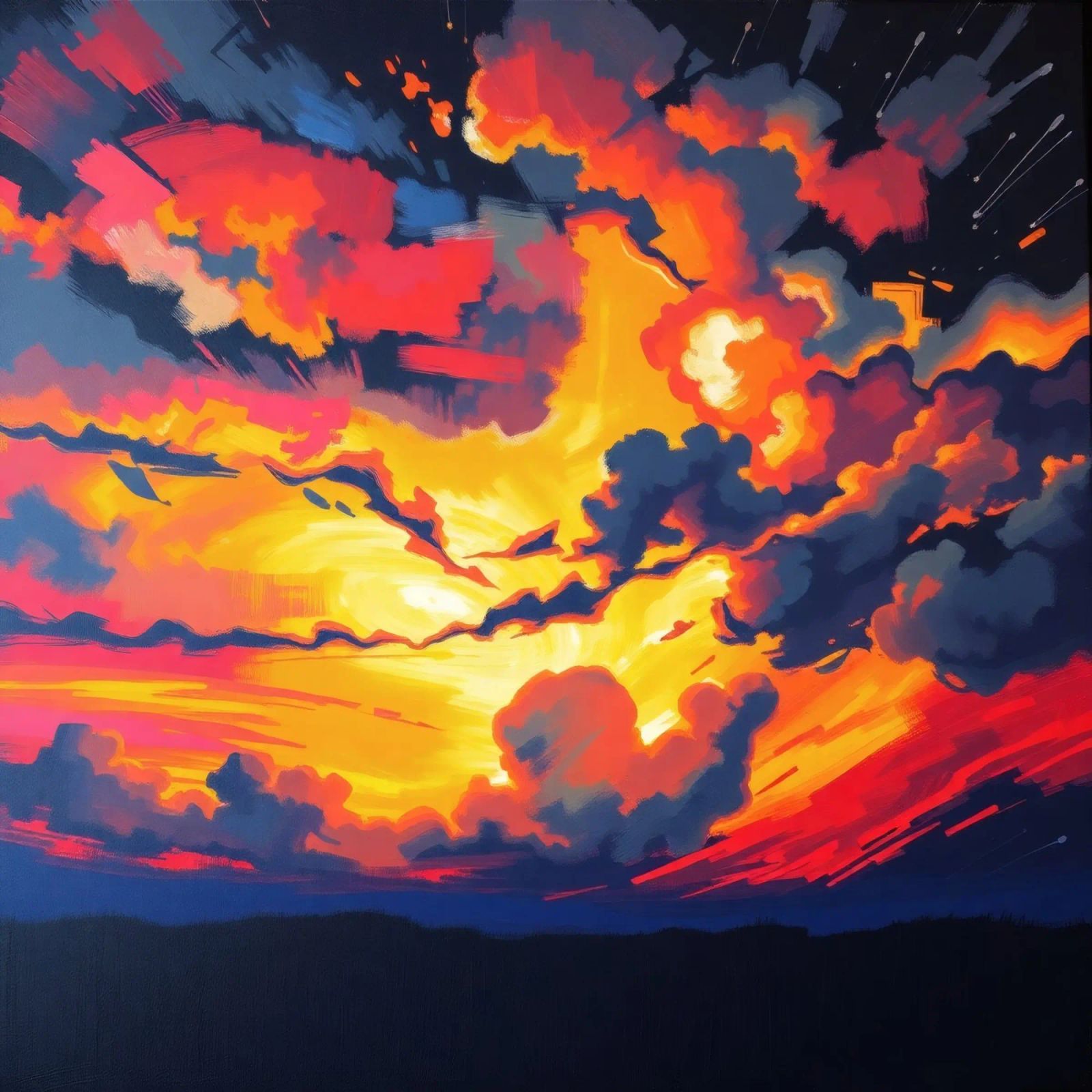 Vivid sunset landscape with dramatic clouds illuminating poster by DesignDoodle