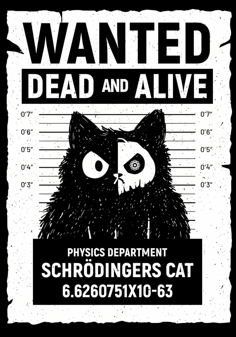 ricercato poster gatto nero gatto mezzo scheletro poster con telaio in alluminio da Paul Vasquez
