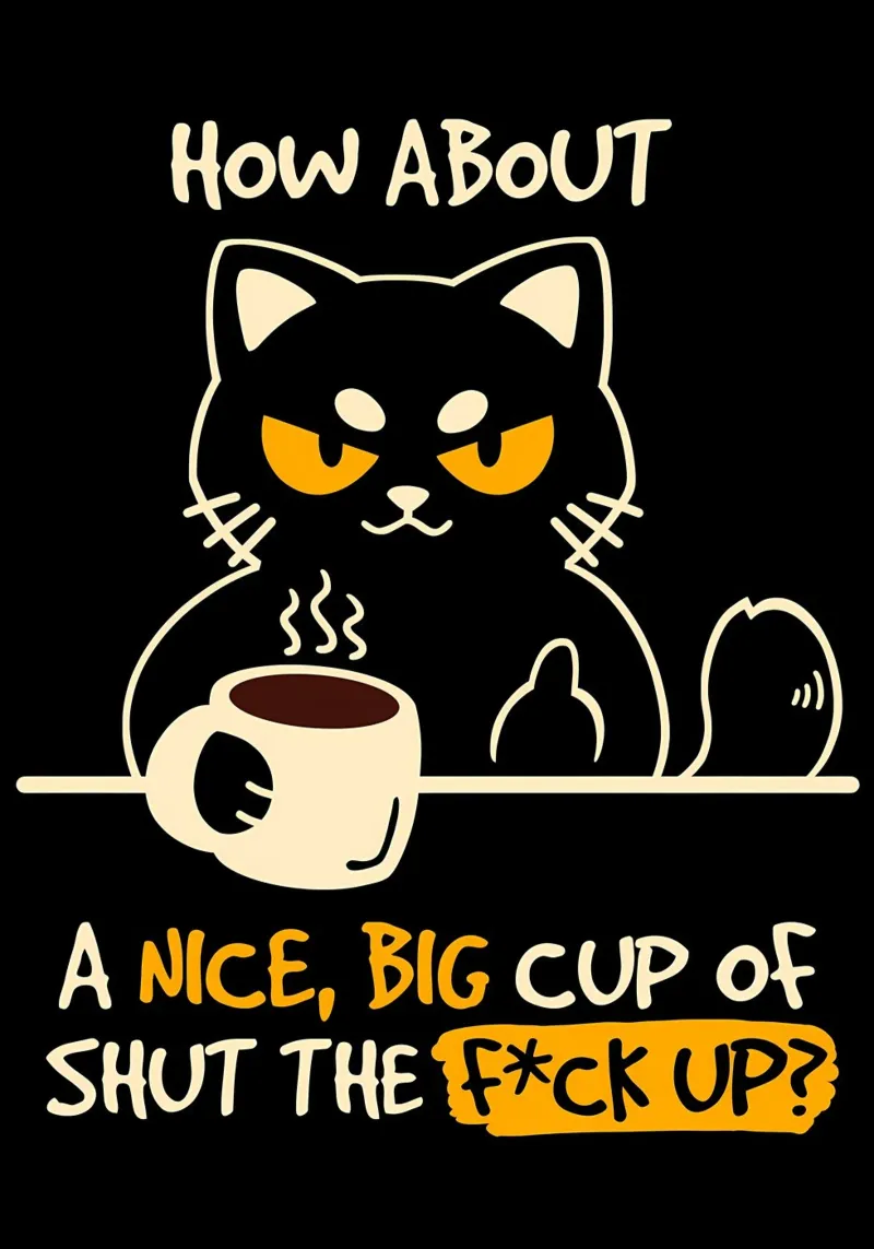 gatto tazza di caffè citazione occhi arrabbiati pellicola backlit da Paul Vasquez