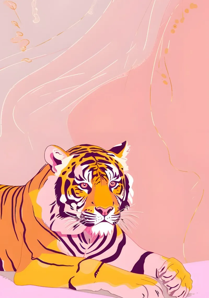 Dreamlike Pastel Tiger Abstract Psychedelic Pop Art Print canvas with Floater frame by NorwesClub