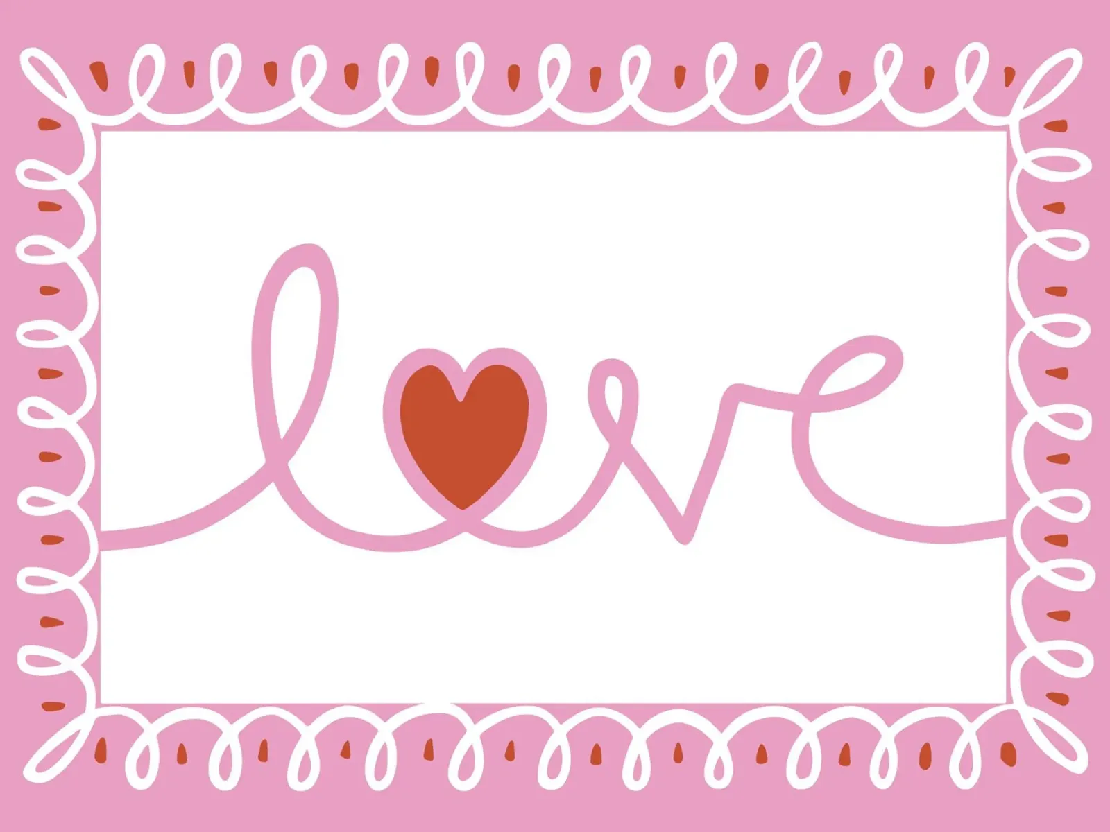 Love - hand drawn typography with decorative border poster con telaio in legno da Vivdesign