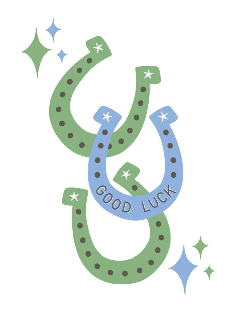 Good luck horseshoes in blue and green carta hahnemühle da Vivdesign