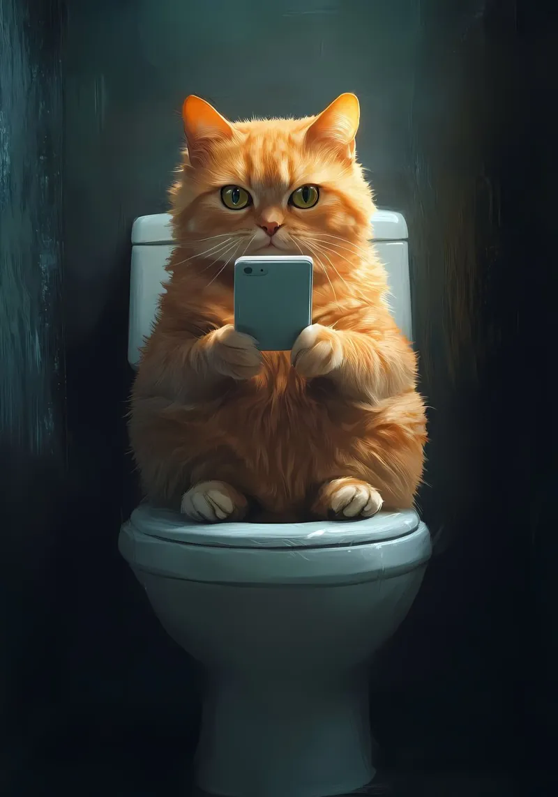 cat smartphone toilet bathroom poster by MinimalistPosterCharles