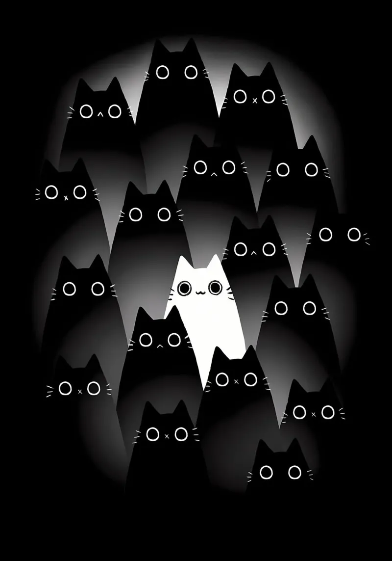 gatti neri gatti bianchi occhi di gatto contrasto pellicola backlit da MinimalistPosterCharles