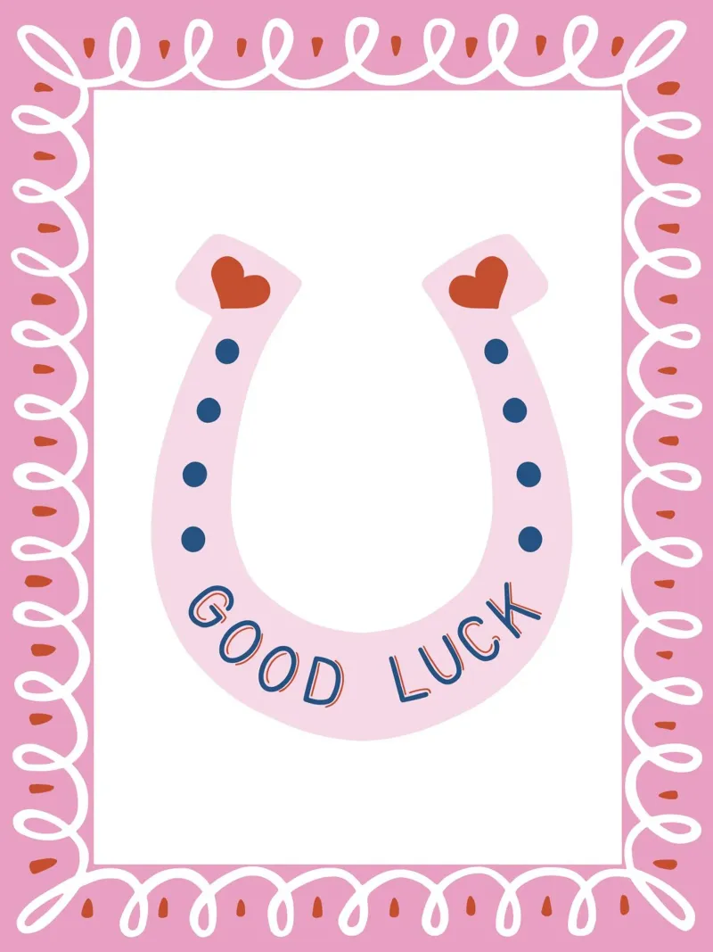 Pink and red good luck horseshoe poster con telaio in alluminio da Vivdesign