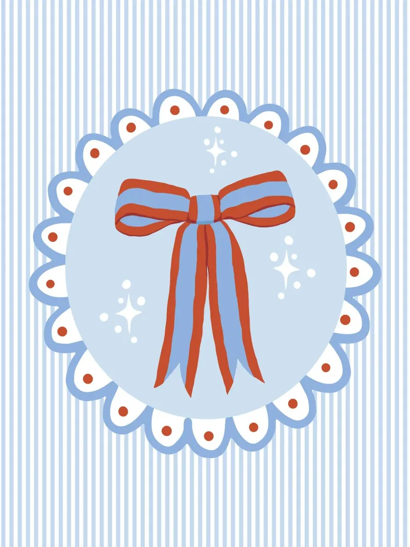 Pretty sparkling coquette ribbon in blue and red carta hahnemühle da Vivdesign